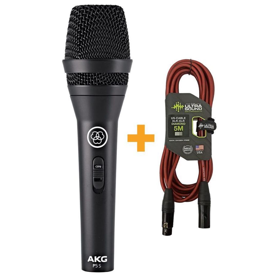 AKG P5S + Cable XLR-XLR Diamond 5 m | Kit de Micrófono Dinámico Profesional