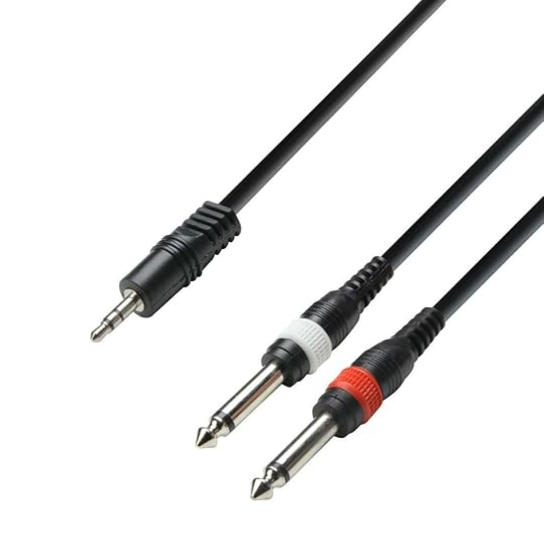 Adam Hall K3YWPP0300 | Cable Audio Minijack 3.5 mm Estéreo a 2 Jack 6.3 mm Mono – 3 m