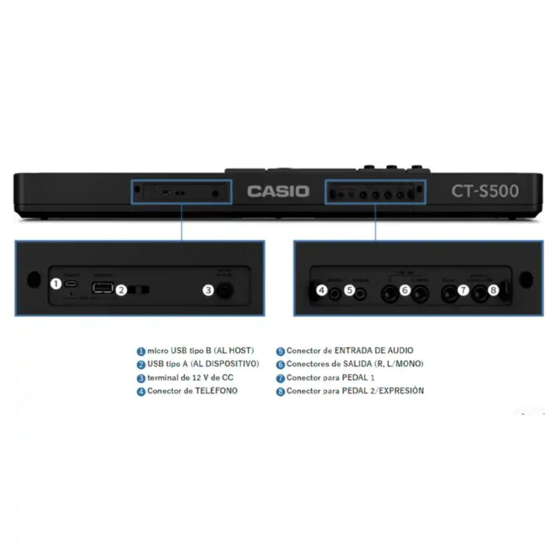 CASIO CT-S500C2 | Teclado Portátil 61 Teclas