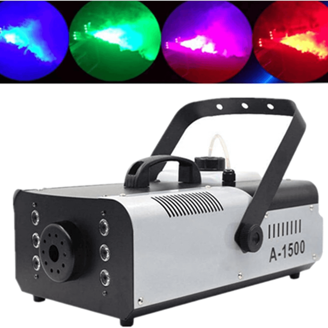 Cámara de Humo 1500W + LED | Máquina de Niebla Vertical con Luces RGB 6×3W + Control Inalámbrico