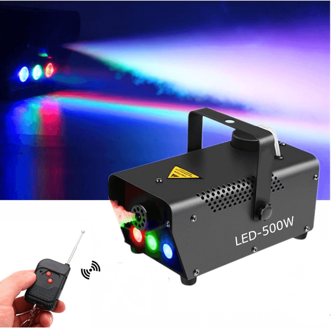 Cámara de Humo 1500W + LED | Máquina de Niebla Vertical con Luces RGB 6×3W + Control Inalámbrico