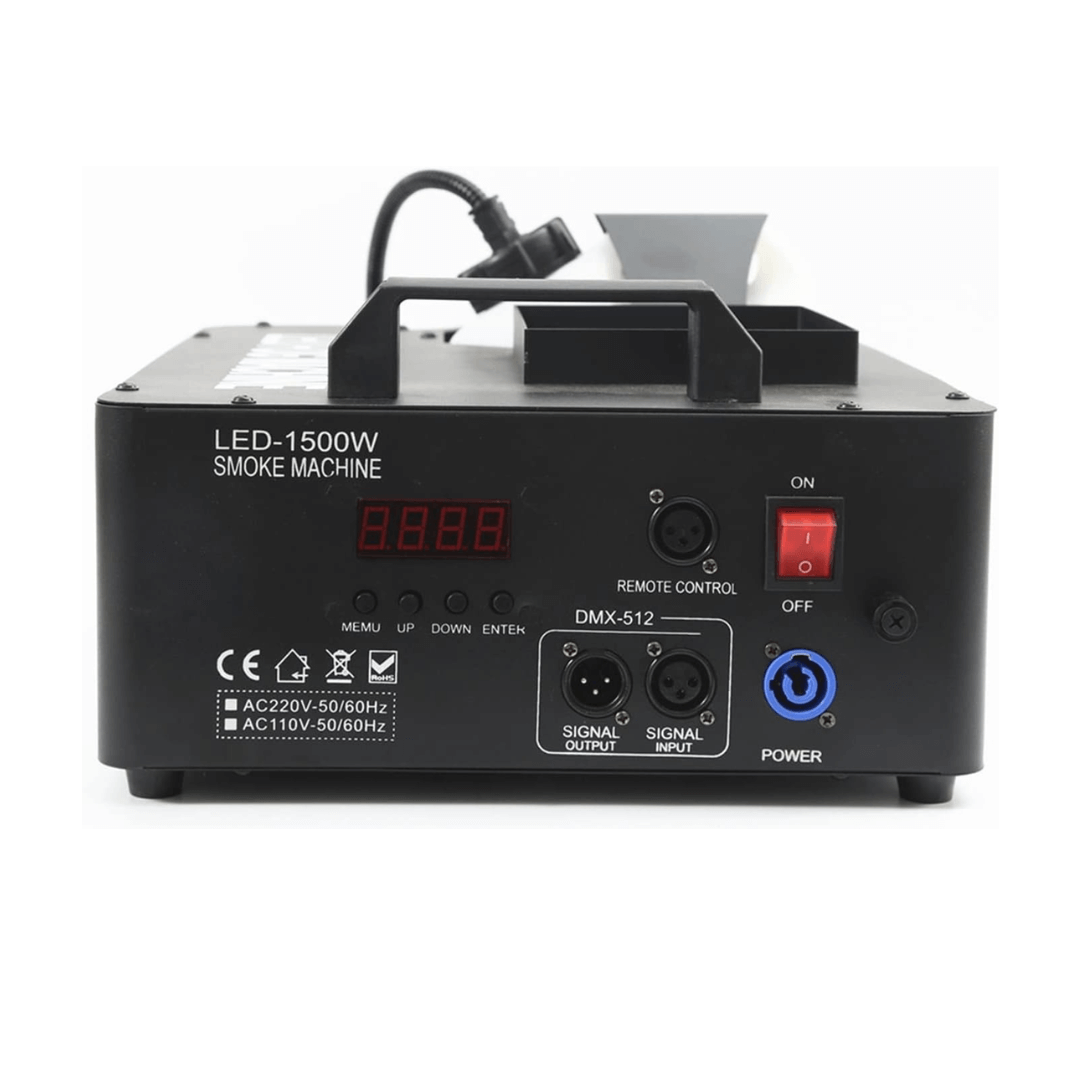 Cámara de Humo 1500W + LED | Máquina de Niebla Vertical con Luces RGB 6×3W + Control Inalámbrico