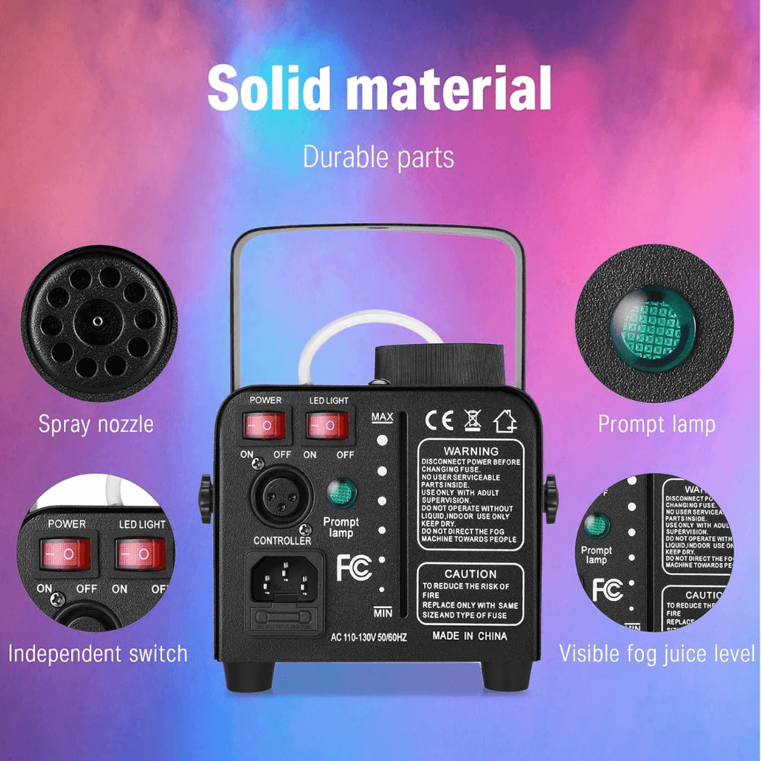 Cámara de Humo 600W + LED | Máquina de Niebla con Luces RGB y Control Inalámbrico