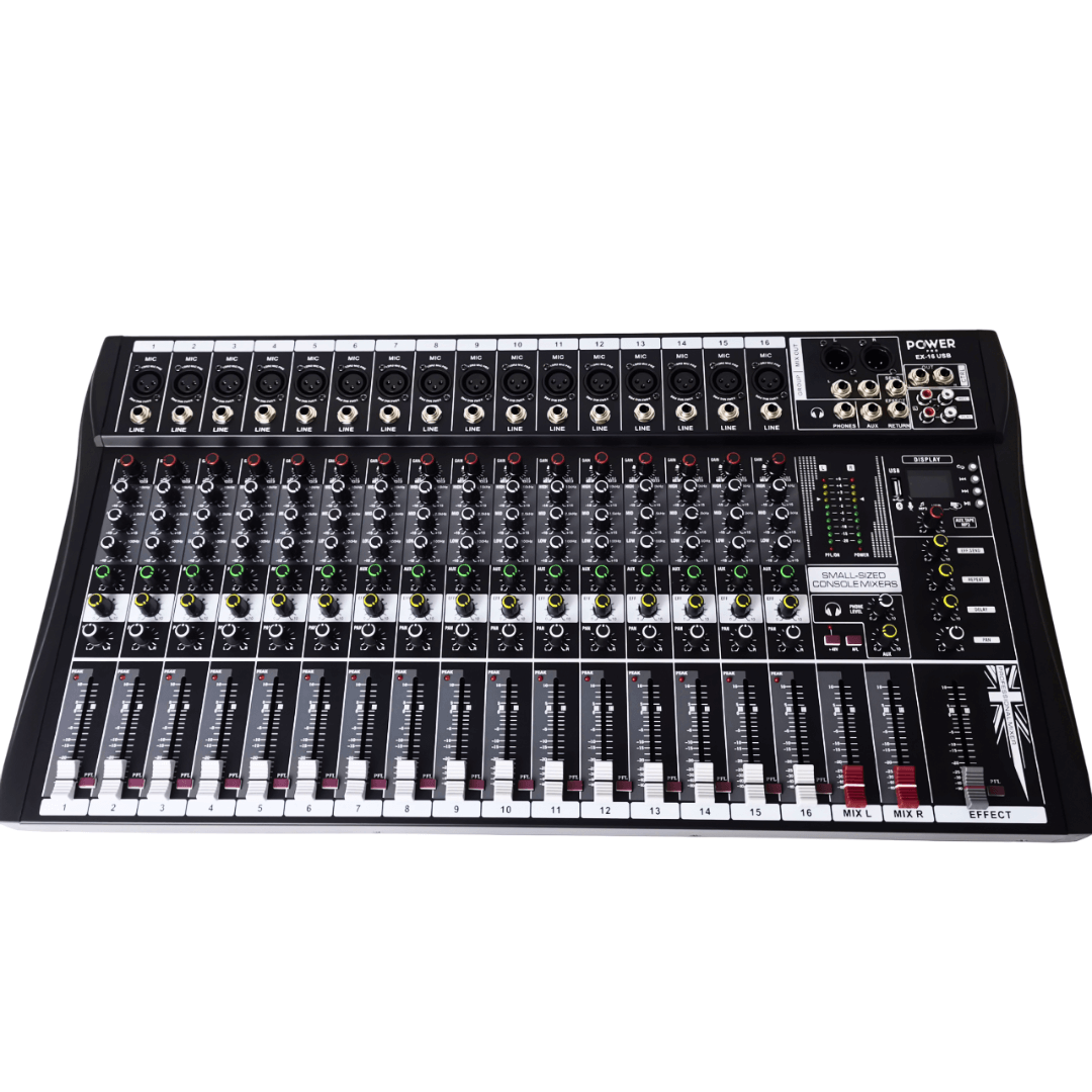 EX16-USB – Consola de Audio de 16 Canales Reales con Interfaz – POWER PRO