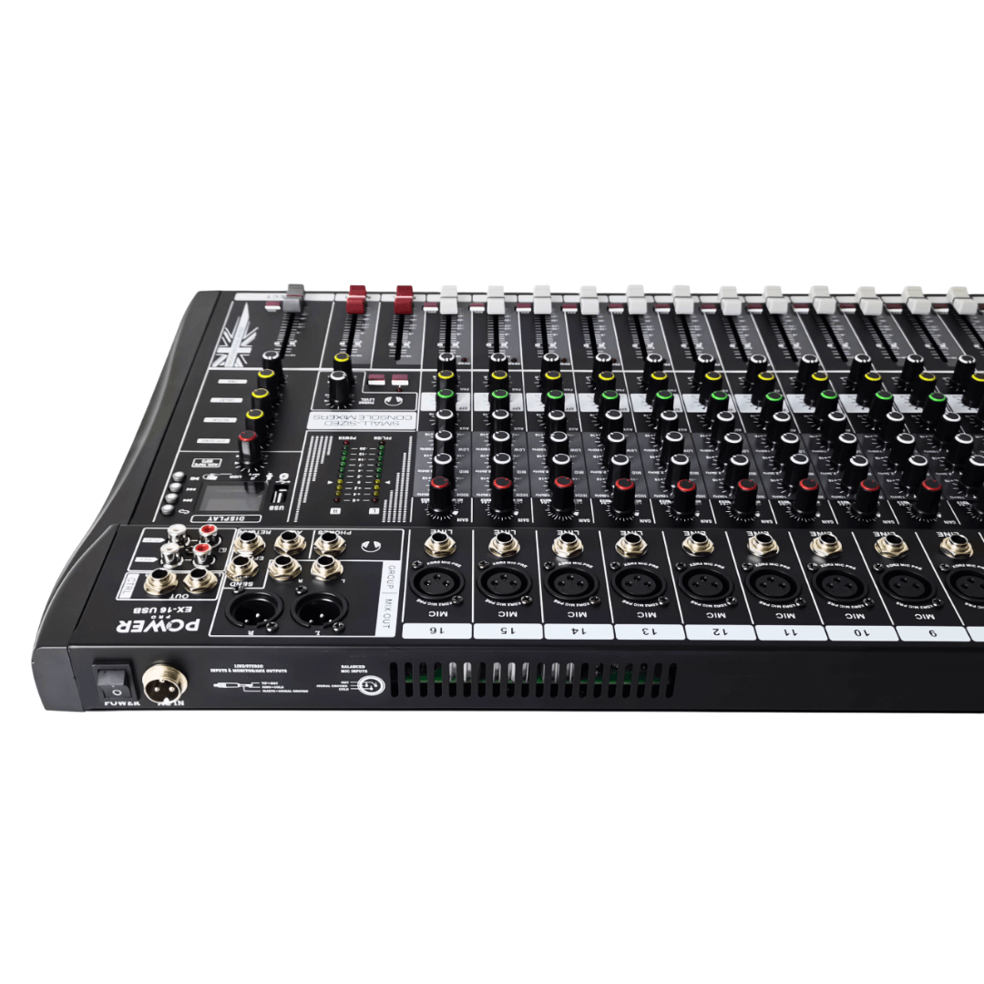 EX16-USB – Consola de Audio de 16 Canales Reales con Interfaz – POWER PRO