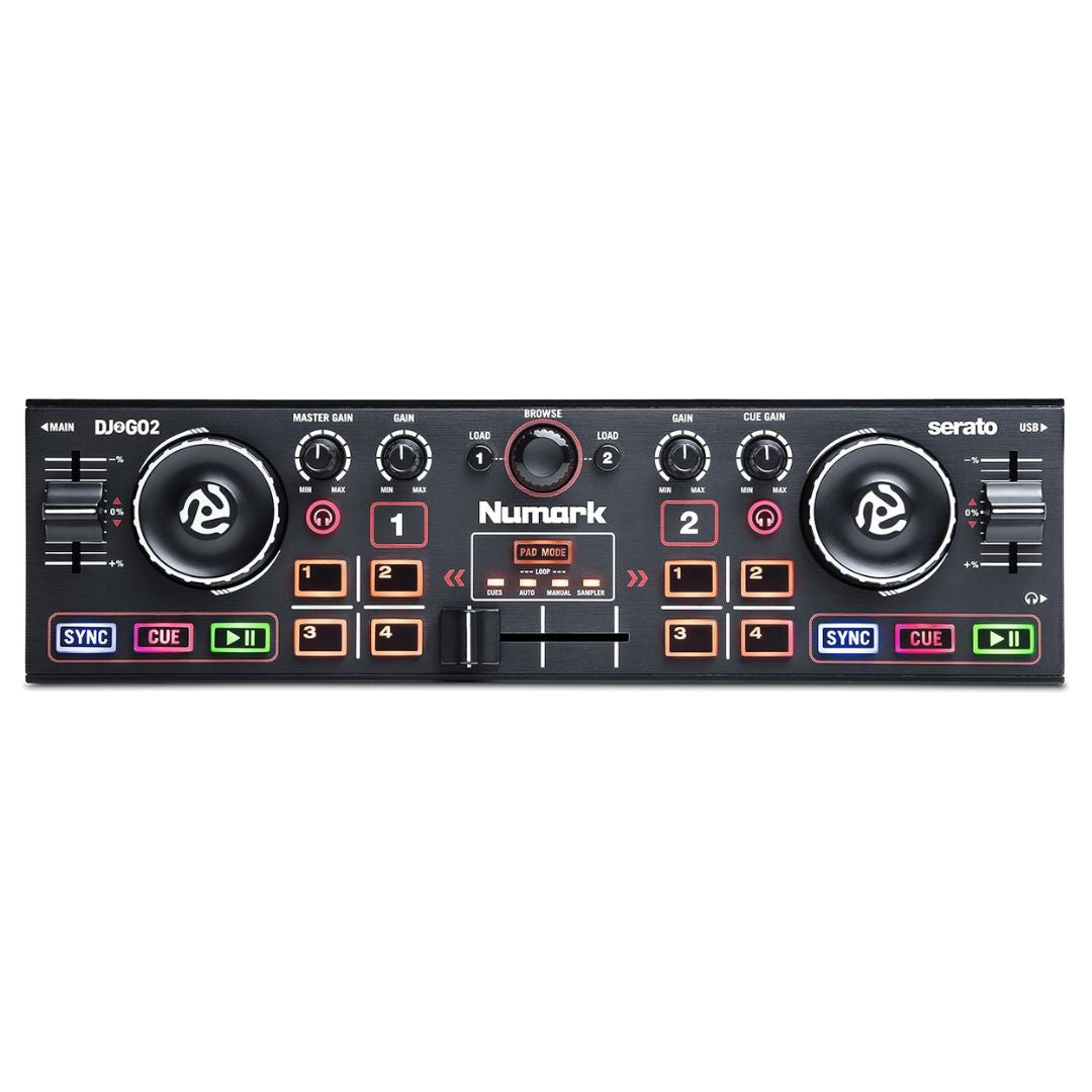 Numark DJ2GO2 Touch | Controlador DJ Portátil con Jog Wheels Táctiles y Tarjeta de Sonido Integrada