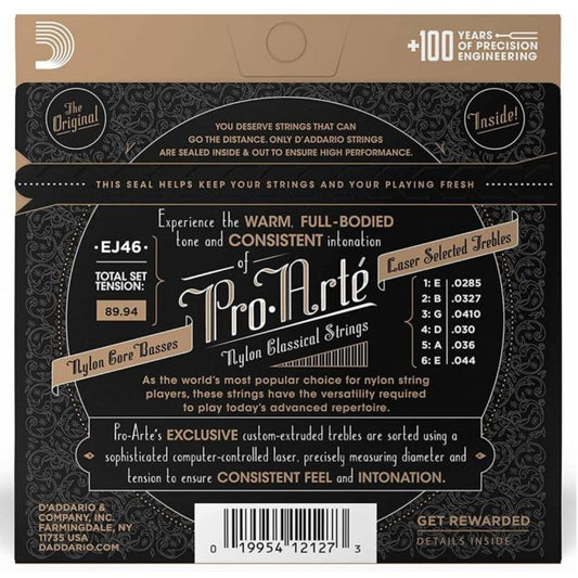D’Addario EJ46 | Cuerdas para Guitarra Clásica Pro-Arté Nylon Hard Tension