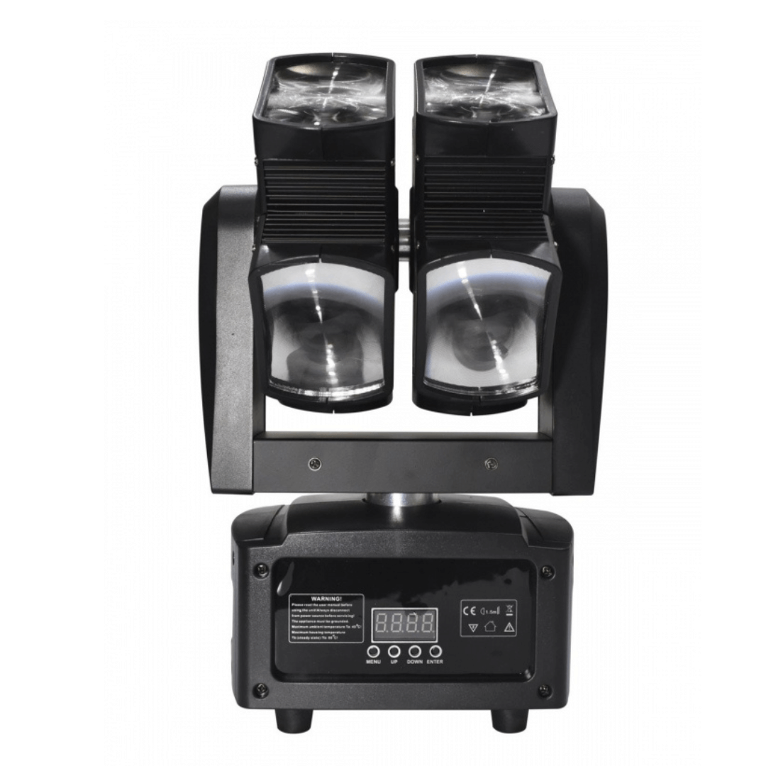 DOBLE BUMERÁN ROBÓTICO HORIZONTAL 8x15W RGBW - Cabeza Móvil Doble Equis con Giro Infinito