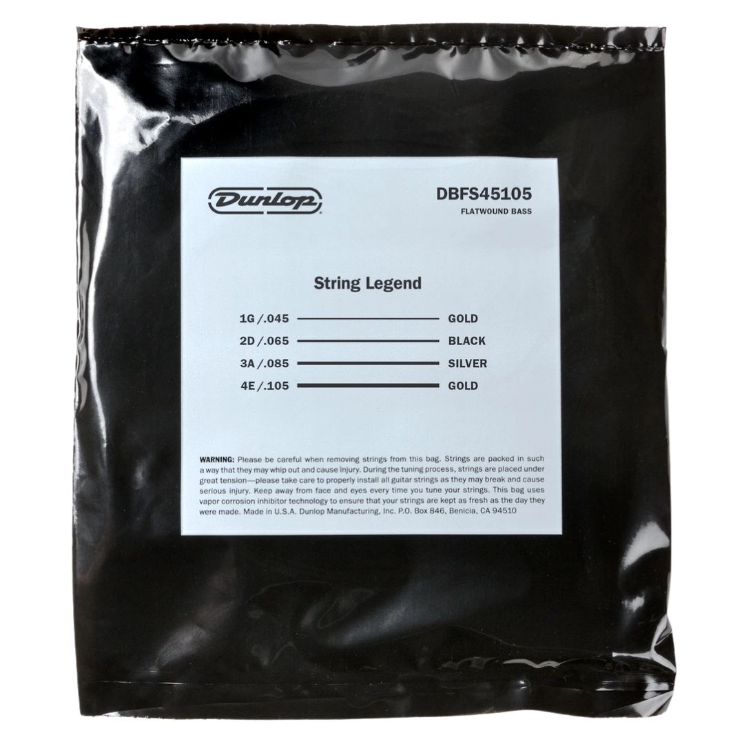 Dunlop DBFS45105 | Cuerdas para Bajo de 4 Cuerdas Flatwound de Acero Inoxidable 45–105