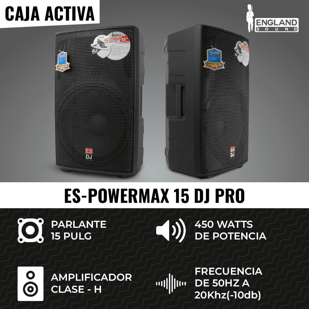 England Sound ES-POWERMAX 15-DJ PRO | Caja Activa Profesional de 15″ con Bluetooth y USB