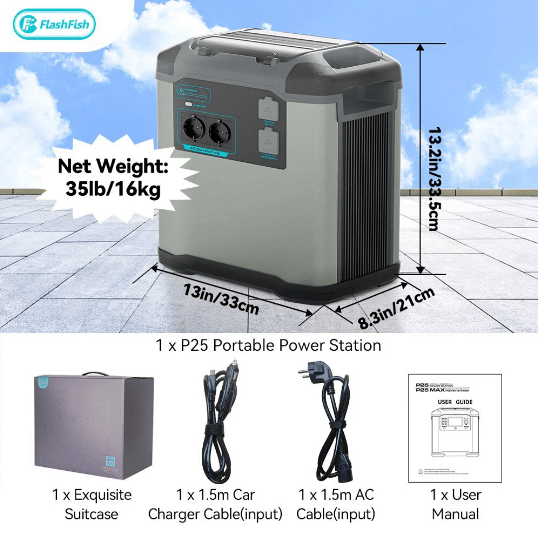 FlashFish P25 UPS | Estación de Energía Portátil 2000W – 1572Wh / 426.000mAh