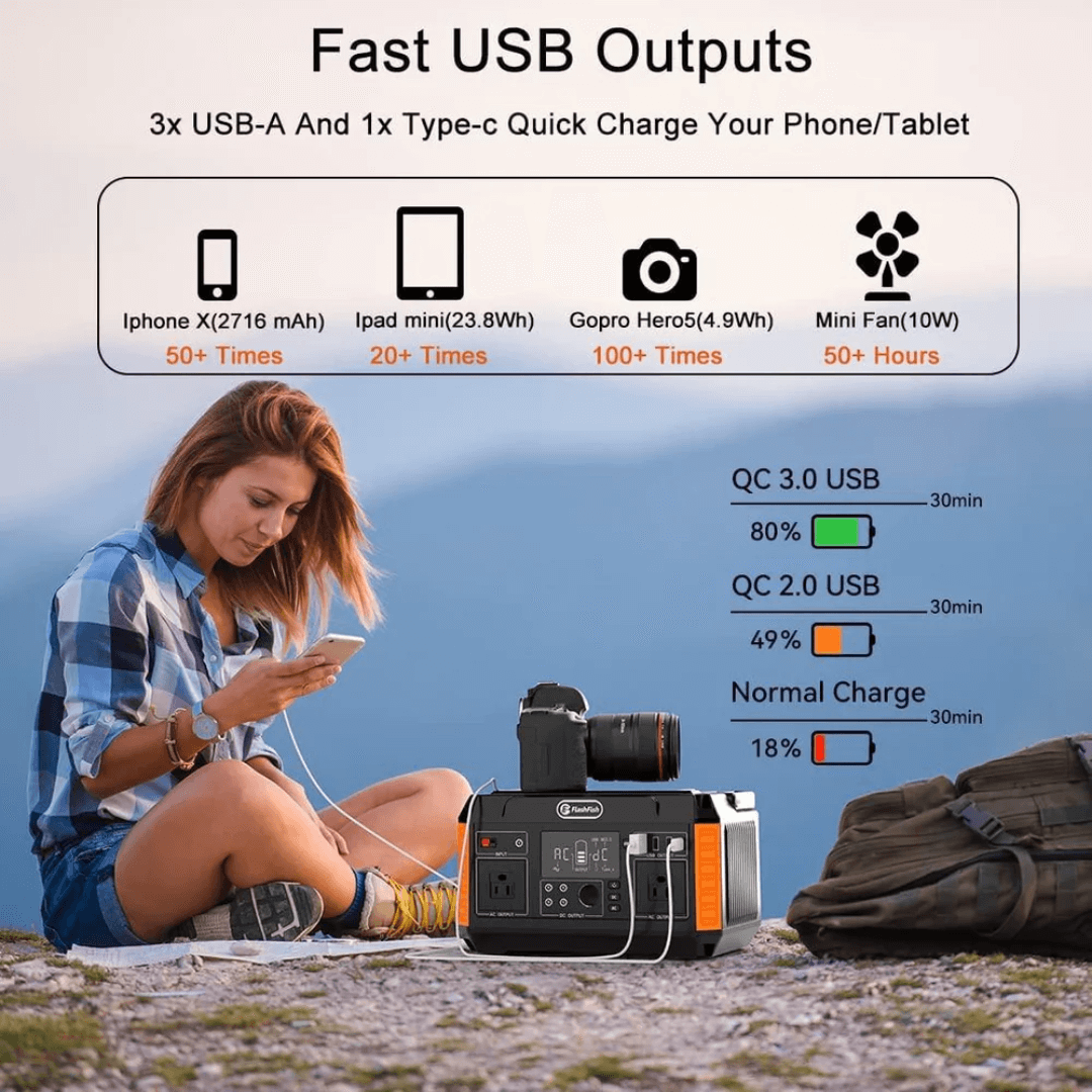 FlashFish P60 | Estación de Energía Portátil 560W – 520Wh / 140.400mAh