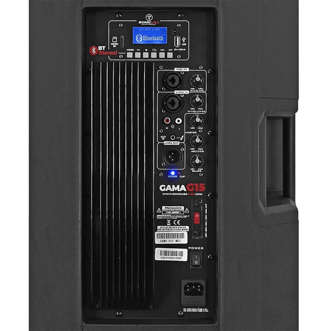 SONIC USA GAMA G15 MK3 | Parlante Activo de 15’’ Bi-Amplificado con Bluetooth Estéreo y APP
