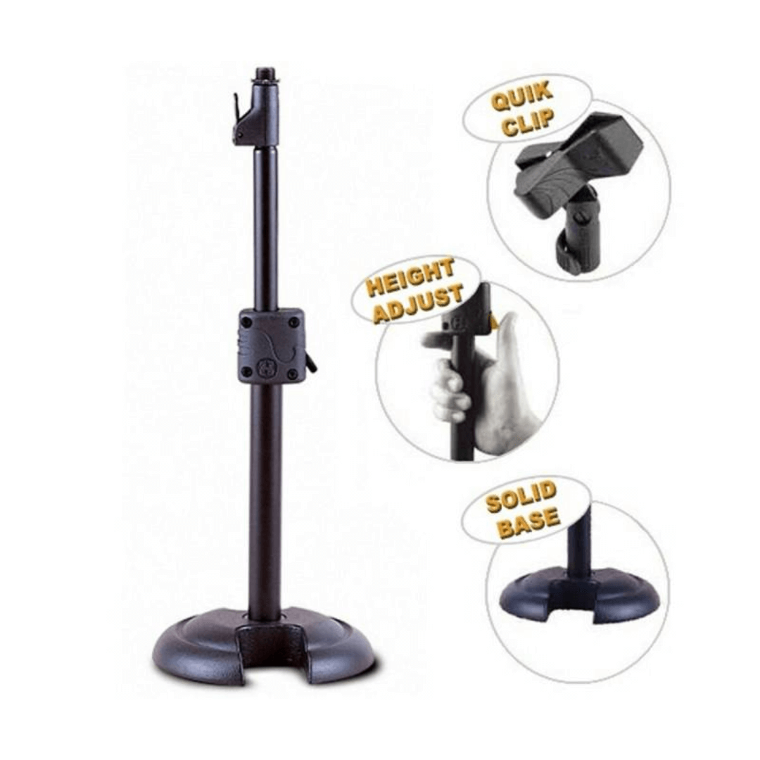 HERCULES MS100B | Soporte de Micrófono de Perfil Bajo con Sistema Quick-N-EZ