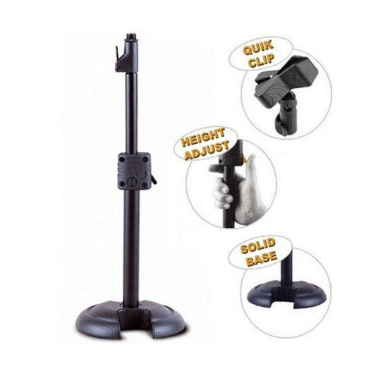 HERCULES MS100B | Soporte de Micrófono de Perfil Bajo con Sistema Quick-N-EZ