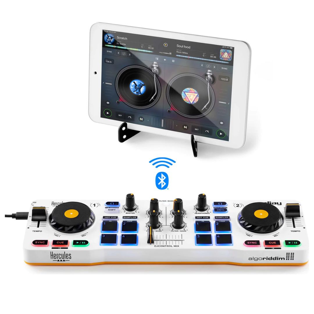 Hercules DJControl Mix (4780921) | Controlador DJ Compacto Bluetooth para Smartphone y Tablet