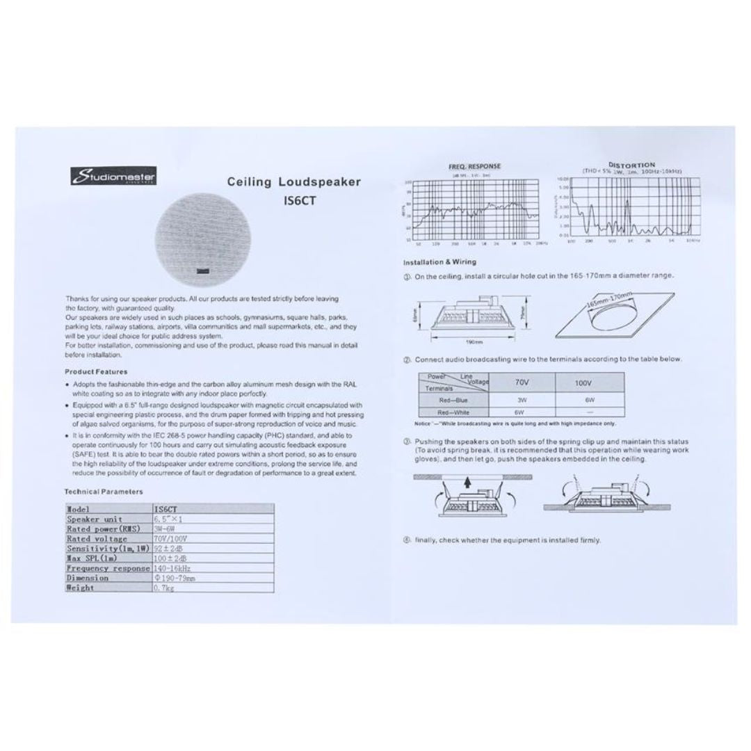 Studiomaster IS6CT | Parlante de Techo 6.5” para Tumbado