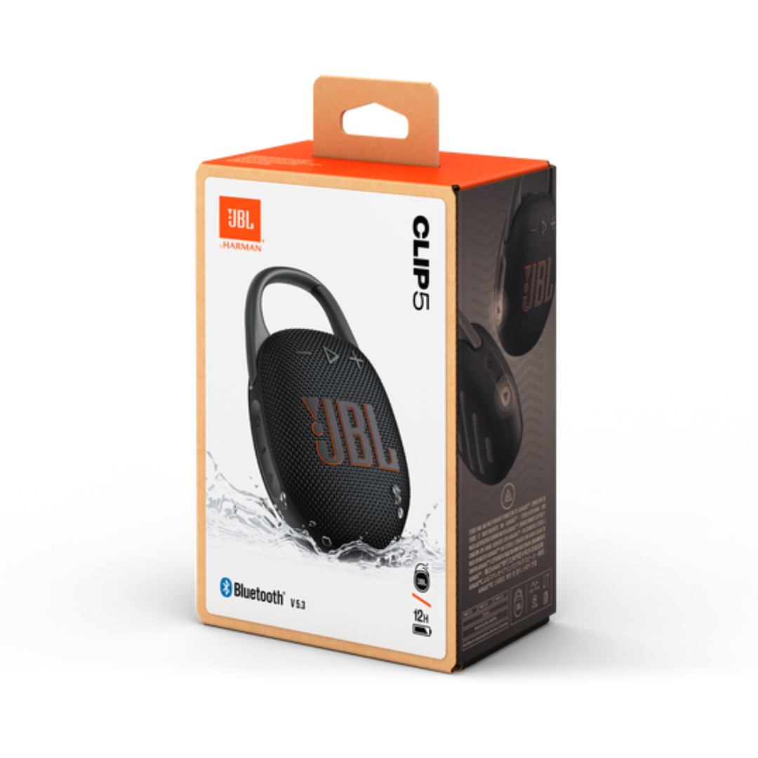 JBL Clip 5 Black | Parlante Portátil 100% Original Resistente al Agua