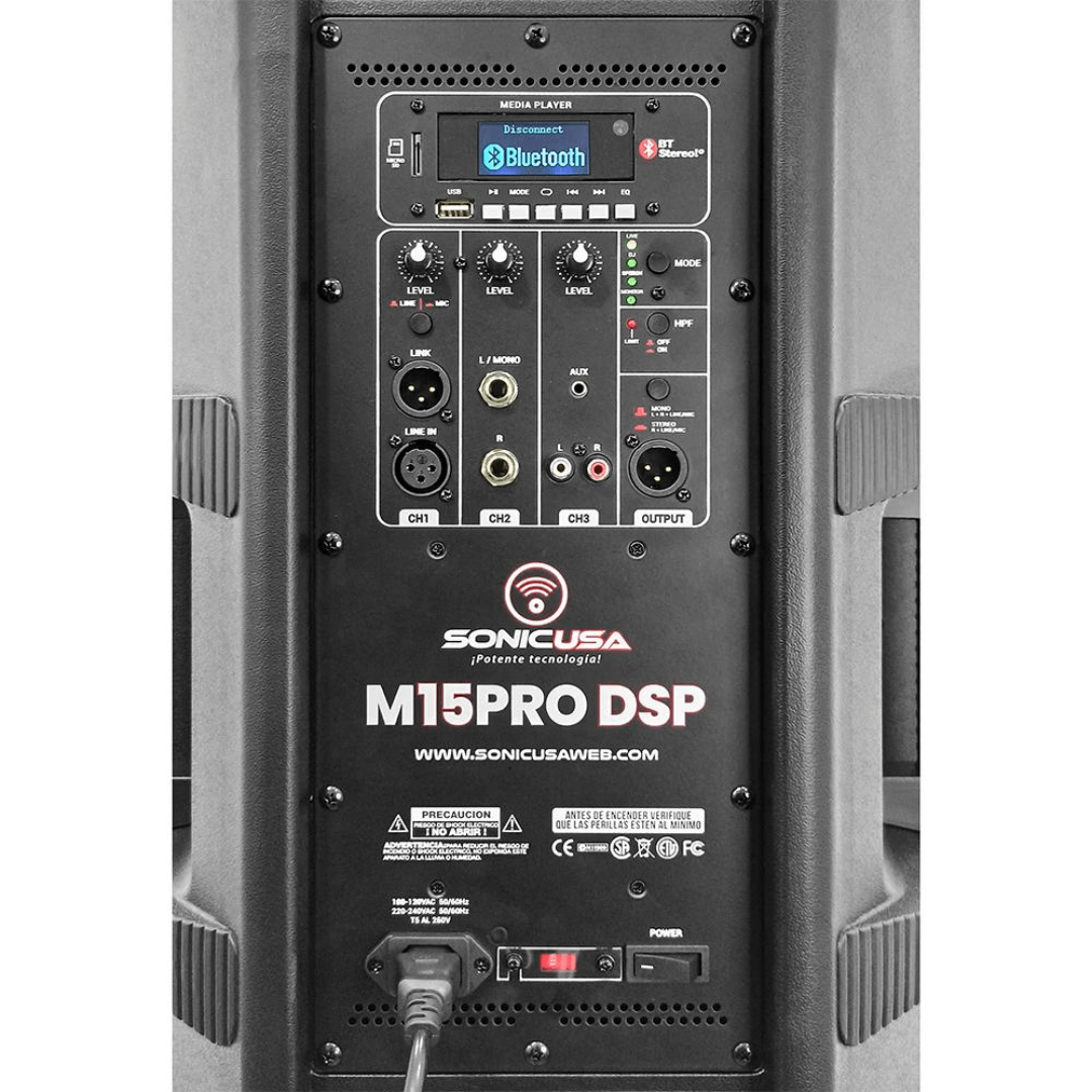 SONIC USA M15PRO DSP | Altavoz Activo de 15’’ con DSP XION, BT Estéreo y APP