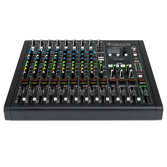 Mackie ONYX 12 | Consola Analógica Profesional 14×4 con USB, SD Recording & FX Dinámicos