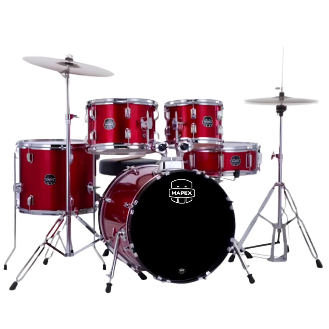 MAPEX CM5295FTCIR | Batería Acústica de 5 Piezas Serie Comet con Platillos y Hardware – Rojo