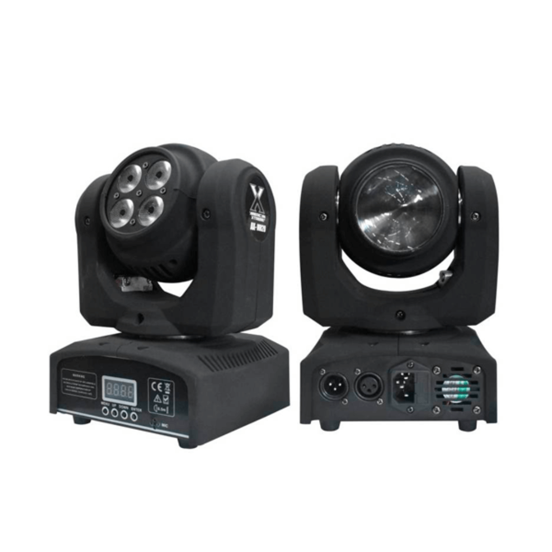 MINI CABEZA ROBÓTICA DOBLE CARA 4x10W + 1x12W - Efecto BEAM + WASH RGBW con Giro Infinito – AMERICAN XTREME