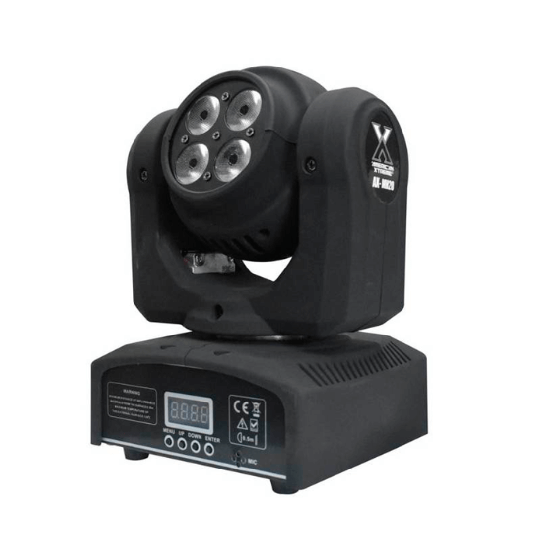 MINI CABEZA ROBÓTICA DOBLE CARA 4x10W + 1x12W - Efecto BEAM + WASH RGBW con Giro Infinito – AMERICAN XTREME