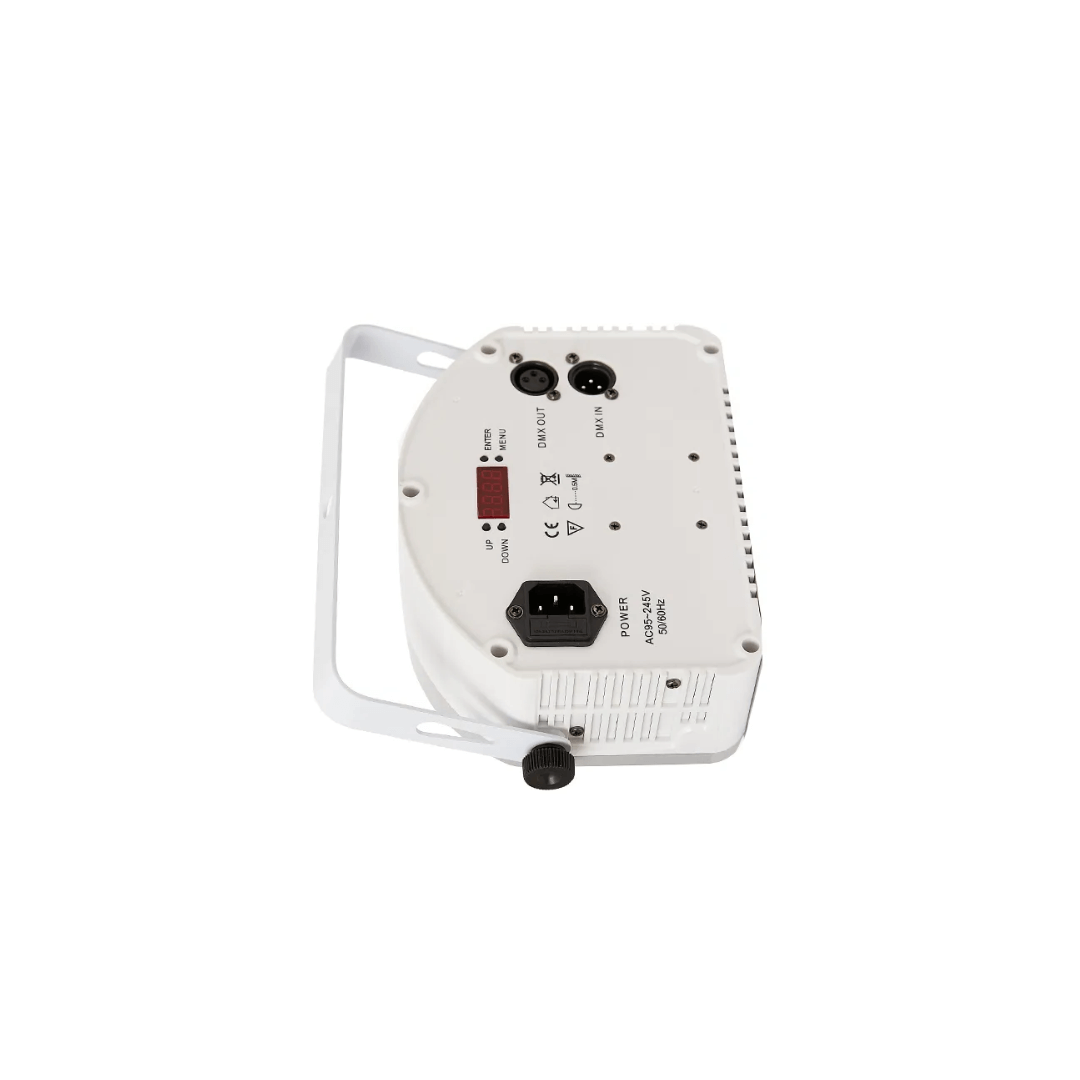 MIX White 4 EN 1 Cañón Giratorio + Estrobo + Láser Doble + 2 LED RGB | Efecto Profesional para DJ y Eventos