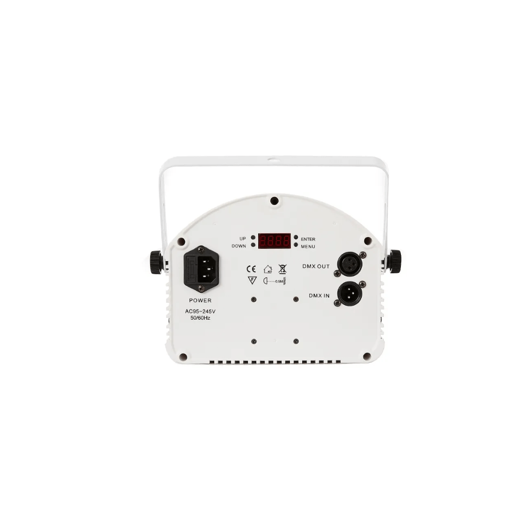MIX White 4 EN 1 Cañón Giratorio + Estrobo + Láser Doble + 2 LED RGB | Efecto Profesional para DJ y Eventos