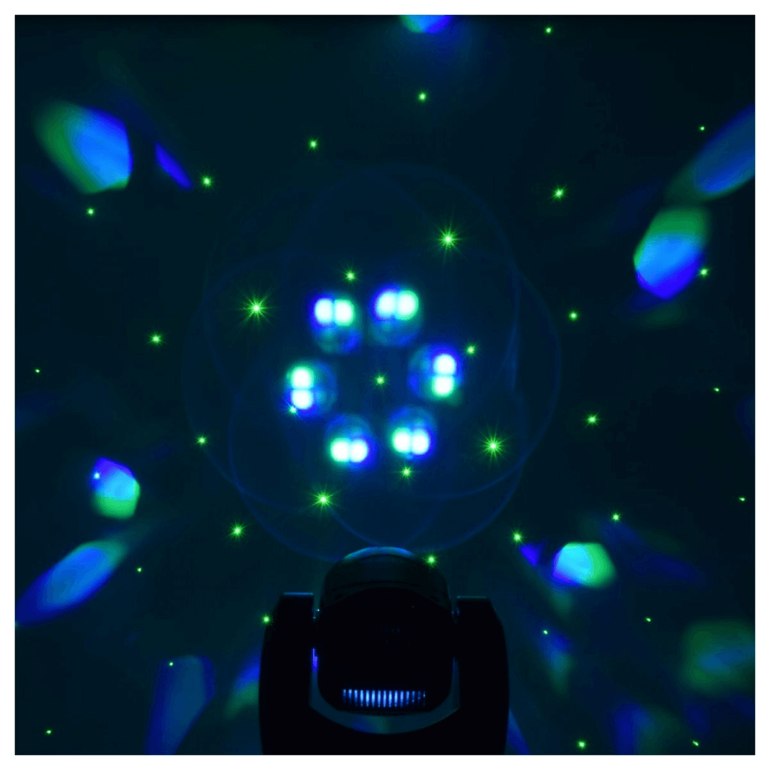 Ojo de Abeja 6 LED + Láser - Cabezal Móvil Profesional RGBW con Efecto Combinado