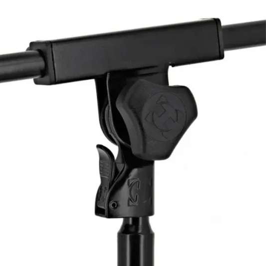 HERCULES MS540B | Soporte de Micrófono de Perfil Bajo con Brazo Telescópico Quick-N-EZ