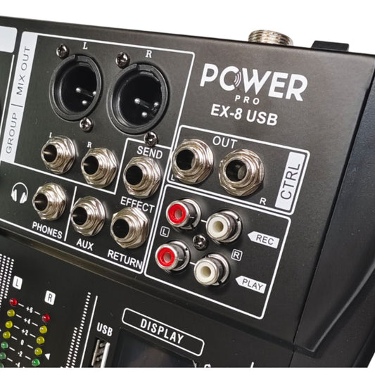 EX8-USB – Consola de Audio de 8 Canales Reales con Interfaz – POWER PRO
