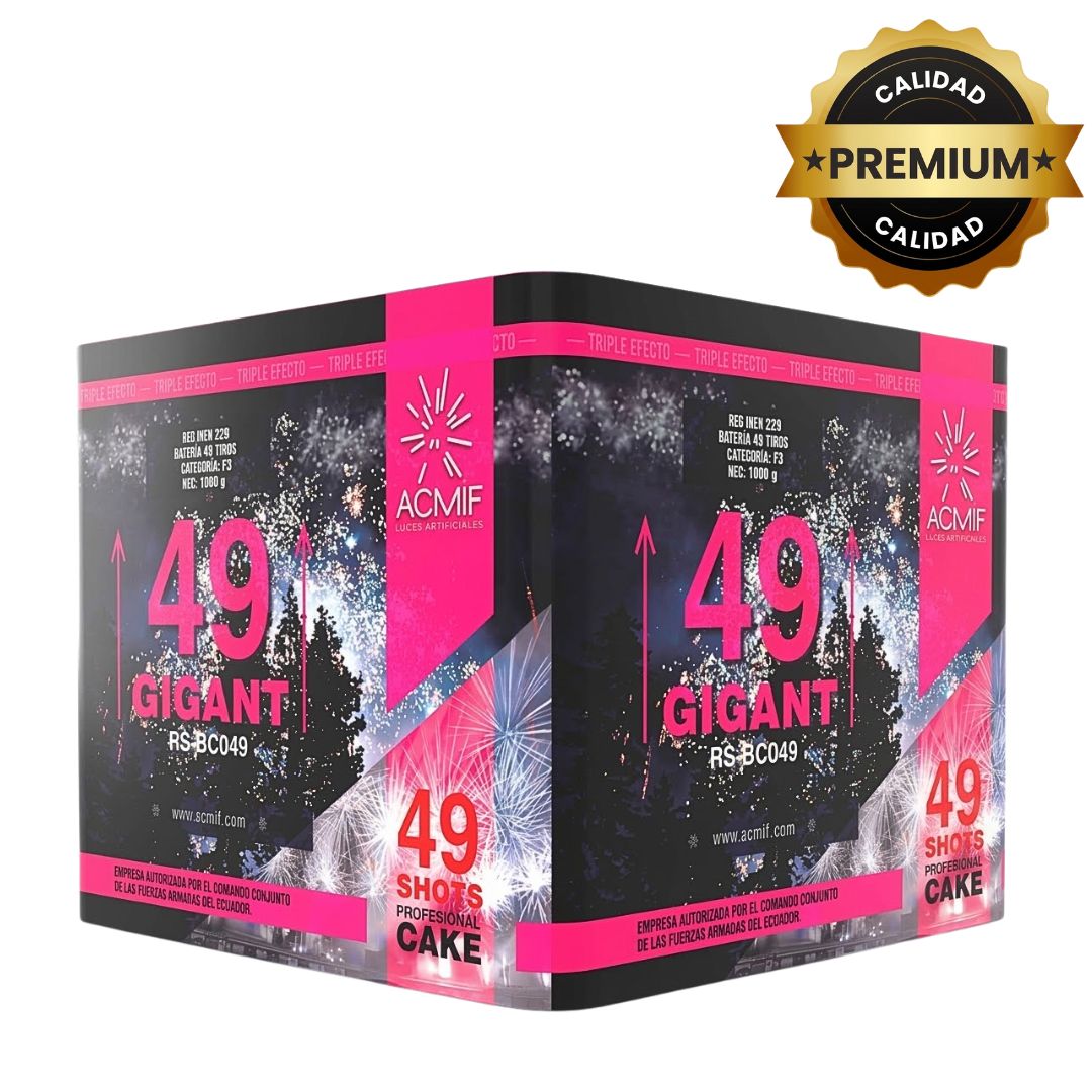 PR-C049A-38 GIGANT 49 | Torta de Pirotecnia 49 Disparos / 49 Efectos
