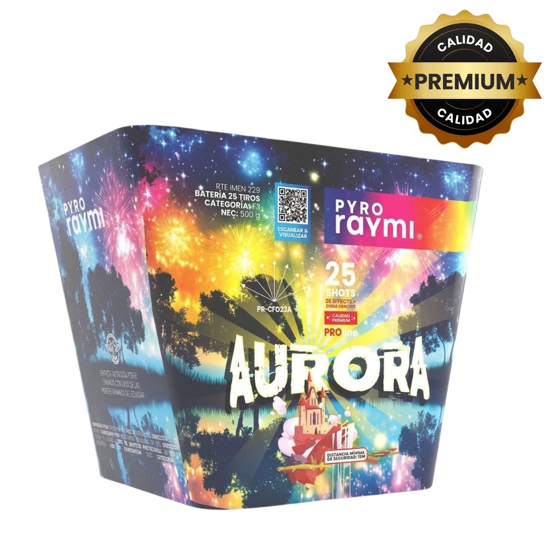 PR-CF025A AURORA (FAN) | Torta de Pirotecnia en Abanico 25 Disparos / 25 Efectos