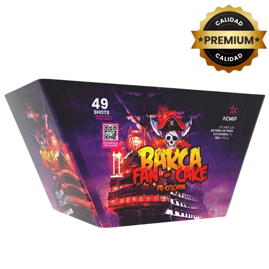 PR-CF1049A BARCA (FAN) | Torta de Pirotecnia en Abanico 49 Disparos / 49 Efectos