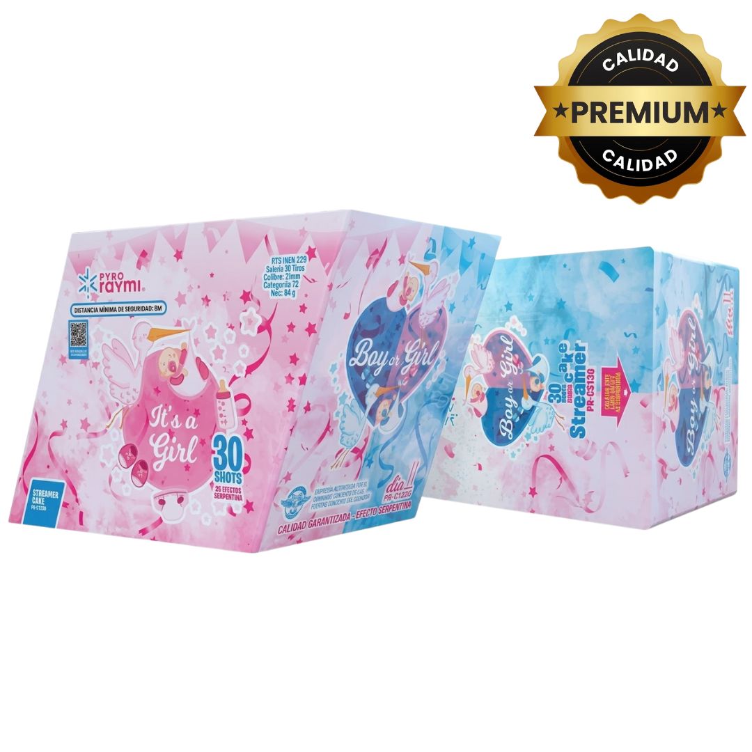 PR-CS130 STREAMER CAKE (REVEAL) | Serpentinas para Revelación de Género