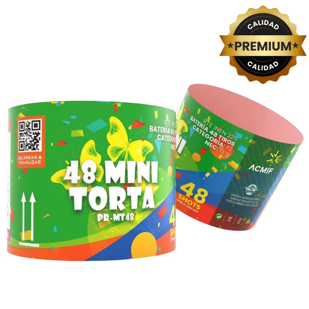 PR-MT48 MINITORTA 48S | Batería Pirotécnica 48 Tiros Multicolor