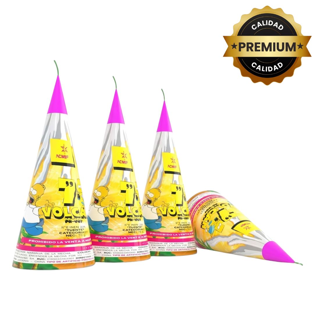 PR-V07 VOLCÁN 7" | Fuente Pirotécnica Cónica Silver + Cracker Multicolor