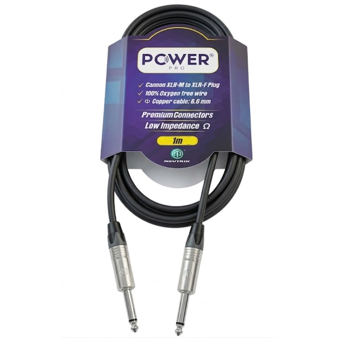 PTSN-1M POWER PRO | Cable Jack TS a TS 6.3mm 1 Metro con Conectores Neutrik