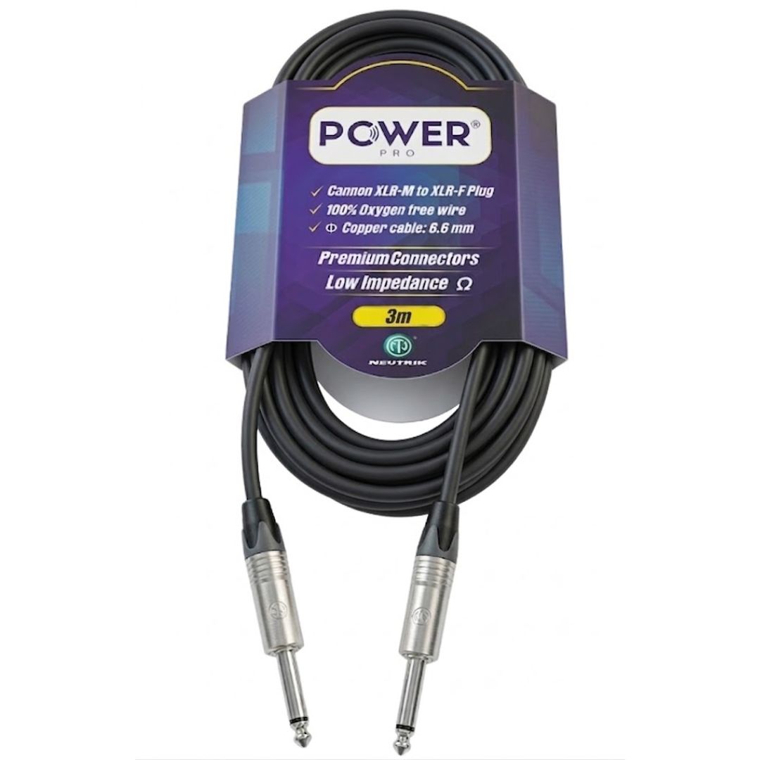 PTSN-3M POWER PRO | Cable Jack TS a TS 6.3mm 3 Metros con Conectores Neutrik