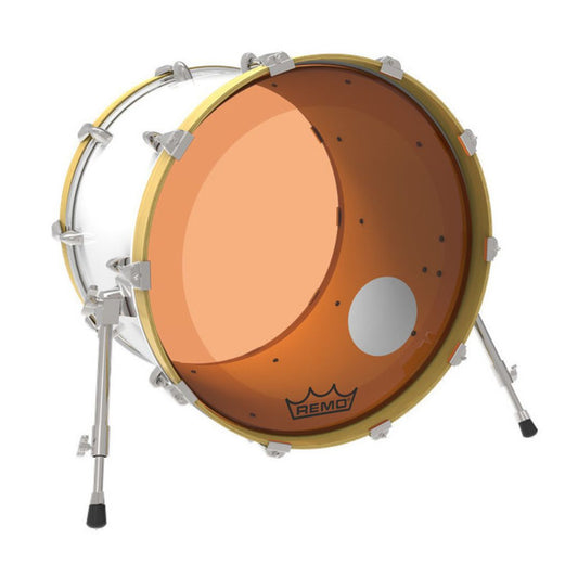 REMO P3-1322-CT-OGOH | Powerstroke® P3 Colortone™ Orange Parche de Bombo 22″ con Orificio 5″