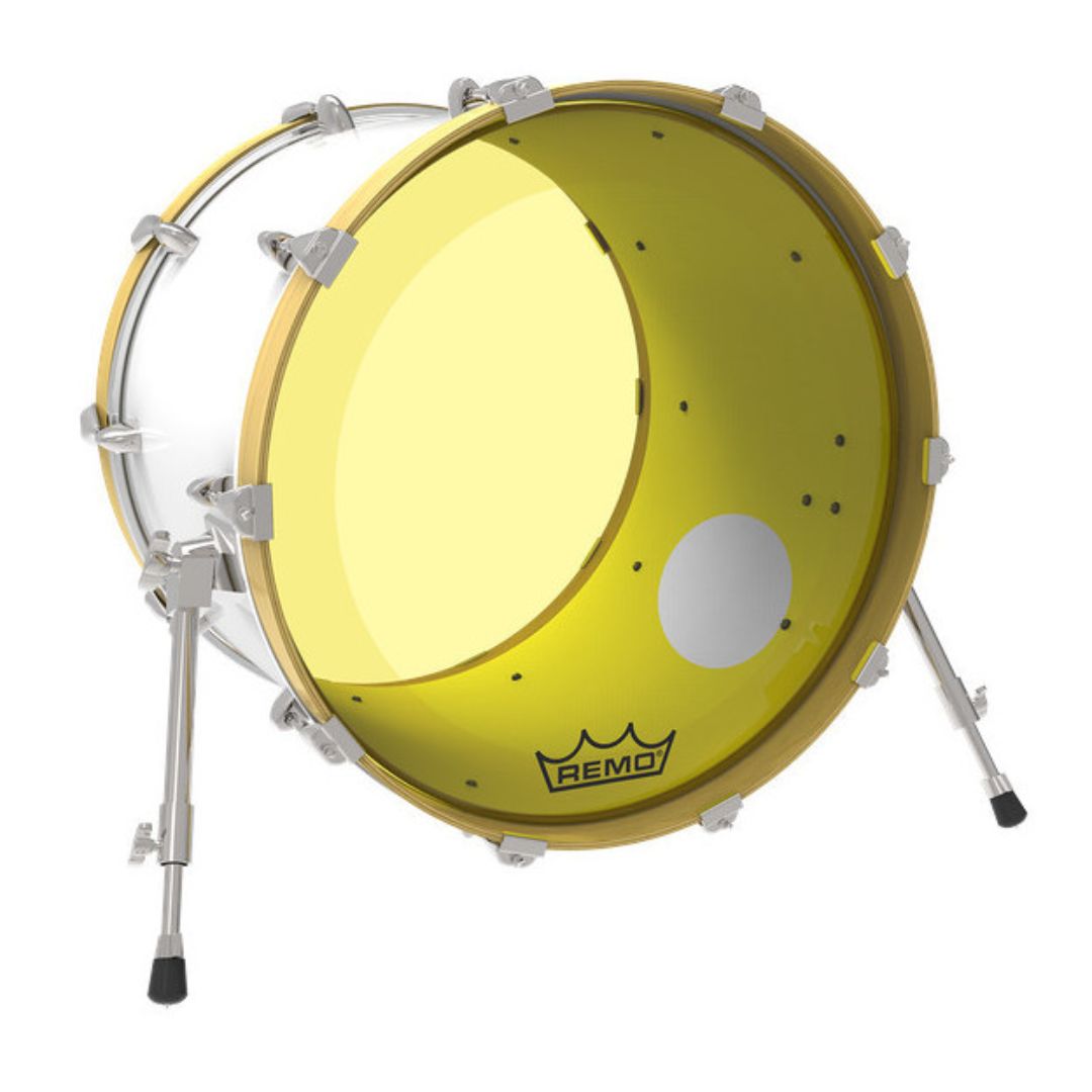 REMO P3-1322-CT-YEOH | Powerstroke® P3 Colortone™ Yellow Parche de Bombo 22″ con Orificio de 5″