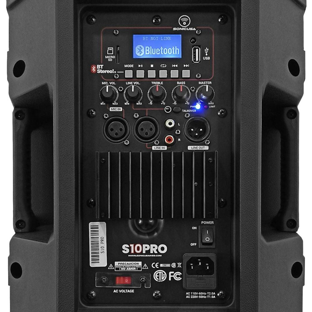 SONIC USA S10 PRO | Altavoz Activo 10” 1000W con Bluetooth y Control App