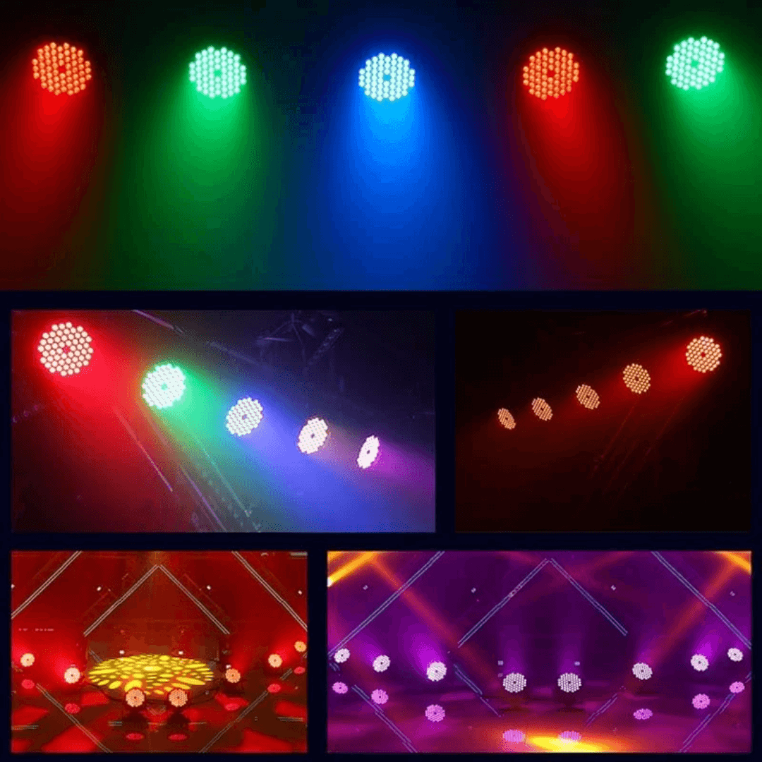 Tacho PAR LED 54×3W RGB 3EN1 RGB Malla Transparente