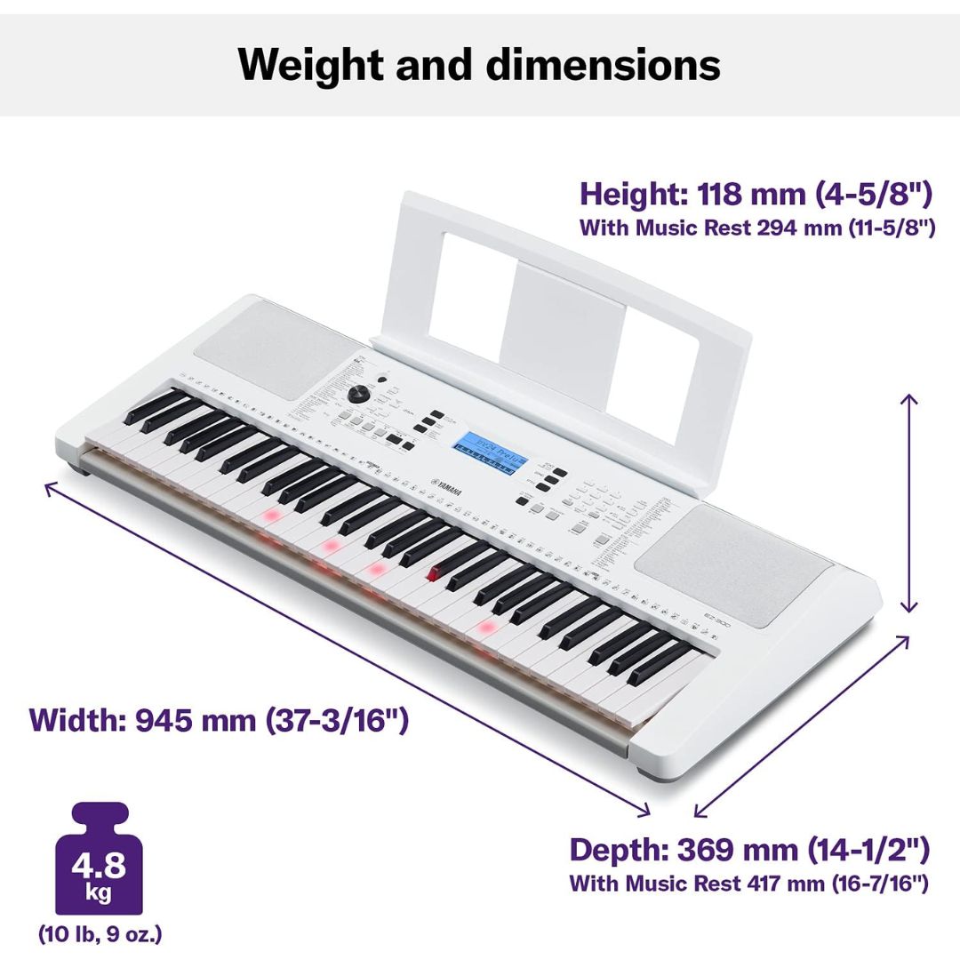 Yamaha EZ-300 | Teclado Portátil de 61 Teclas Iluminadas Blanco