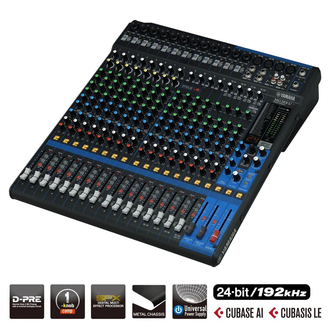 Yamaha MG20XU | Consola de Audio de 20 Canales con Interfaz USB y Efectos SPX Integrados