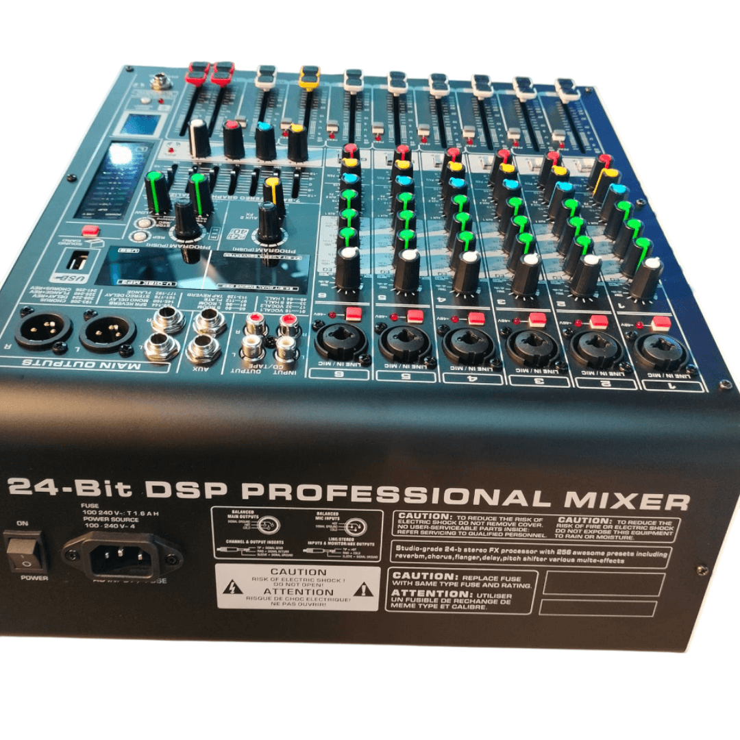 RX-60 Consola de Audio POWER PRO | 6 Canales Profesionales +48V Individual