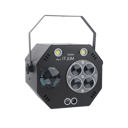 4 en 1 Mini Multi Light – GOBOS + LÁSER + CÍRCULOS DERBY + FLASH | Efecto de Iluminación Profesional