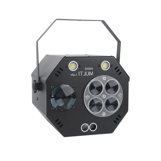 4 en 1 Mini Multi Light – GOBOS + LÁSER + CÍRCULOS DERBY + FLASH | Efecto de Iluminación Profesional