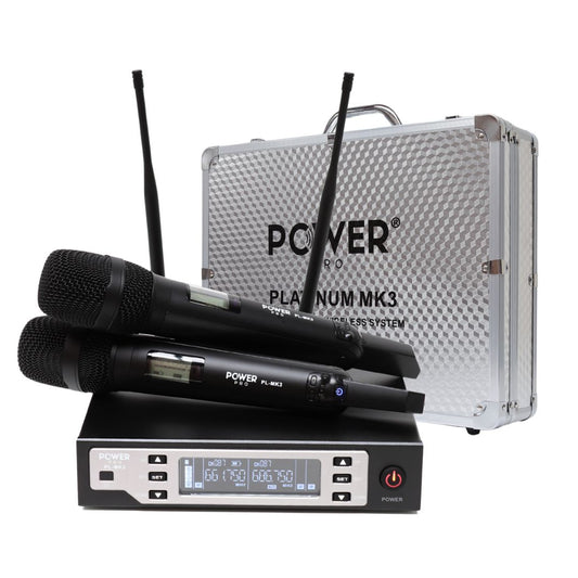POWER PRO PL-MK3 | Sistema de Micrófono Doble Inalámbrico de Mano 200m
